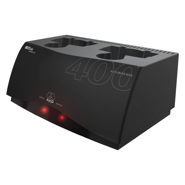 AKG 2934H00010 - CU400 EU/US/UK Charging unit, two slots, 5V/1500mA power supply included, EU/US/UK connector, two NiMH rechargeable batteries included, for HT40 PRO, PT40 PRO, HT40 FLEXX, PT40 FLEXX, HT450, PT450, HT470, PT470