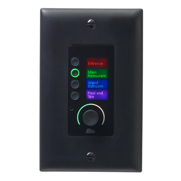 BSS EC-4BV-BLK-US Ethernet Wall Controller with 4 Buttons and Volume