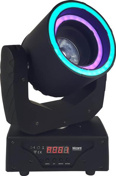 Blizzard Lighting HYPNO BEAM - Moving head with a high-output 60W RGBW LED in the center for stunning 8° moving beam effects, plus 2* LED rings with 60pcs RGB 3-in-1 SMD5050 LEDs.