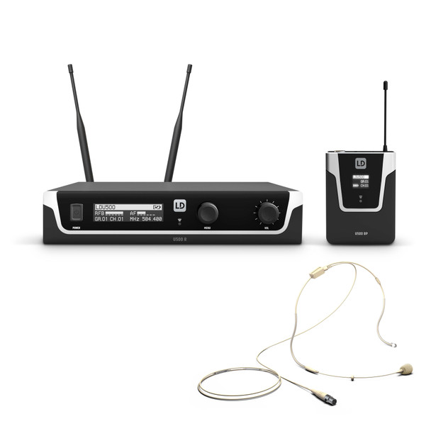 LD Systems LDS-U505BPHH - Wireless Microphone System with 2 x Bodypack and Headset Beige
