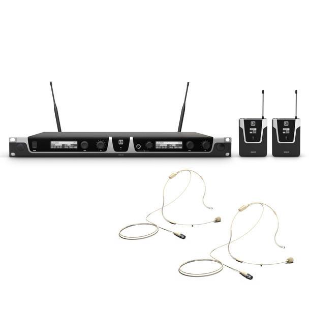 LD Systems LDS-U505BPHH2 - Wireless Microphone System with 2 x Bodypack and 2 x Headset Beige