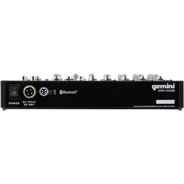 Gemini GEM-12USB - 12 Channel USB Mixer for Podcasts as well as mixing with Bluetooth input