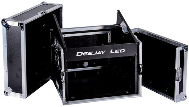 DEEJAY LED TBHM6U - Fly Drive Case 10u Space Slant Mixer Rack / 6u Space Vertical Rack System with Full Accessory Door