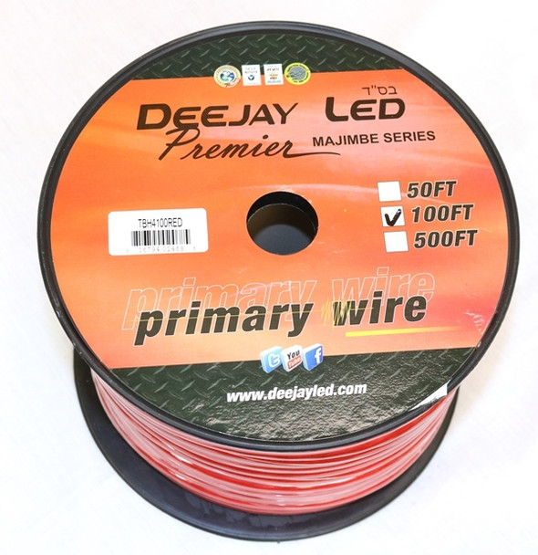 DEEJAY LED TBH4100RED - 100 Feet 4 AWG Car Amplifier Power Cable CCAW RED