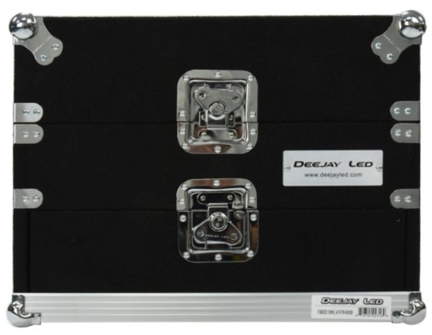 DEEJAY LED TBH2U10SLANTWOOD - Slant Rack Drive Tour Case 2U-Space Amplifier Side 10U-Space Mixer Side w/Black Carpeted Exterior