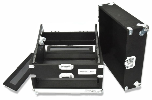 DeeJay LED Slant Rack Drive Tour Case (2 RU for Amplifier, 10 RU for Mixer)