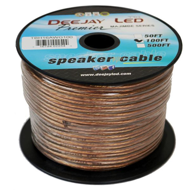 DEEJAY LED TBH16AWG100 - 100-Foot 2-Conductor 16 Gauge Stranded Speaker Hookup Cable