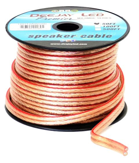 DEEJAY LED TBH12AWG50 - 50-Foot 2-Conductor 12 Gauge Stranded Thick Speaker Hookup Cable