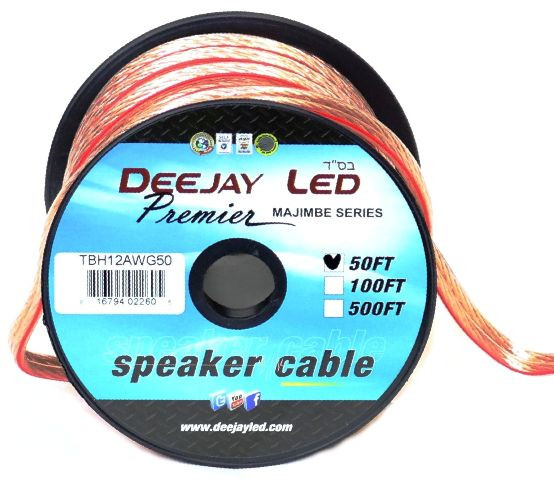 DEEJAY LED TBH12AWG50 - 50-Foot 2-Conductor 12 Gauge Stranded Thick Speaker Hookup Cable