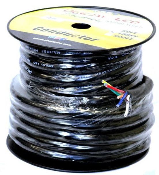 DEEJAY LED TBH128C100 - 100-Foot 8-Conductor 12 Gauge Stranded Cable w/Single Black Jacket ideal for speakers and power