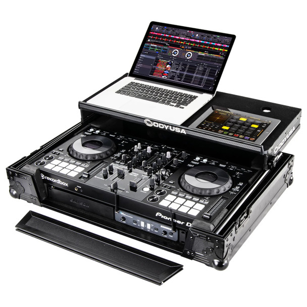 ODYSSEY FZGSPIDDJ8001BL - NEW BLACK LABEL PIONEER DDJ-800 DJ CONTROLLER GLIDE STYLE CASE WITH A 1U 19" BOTTOM RACK