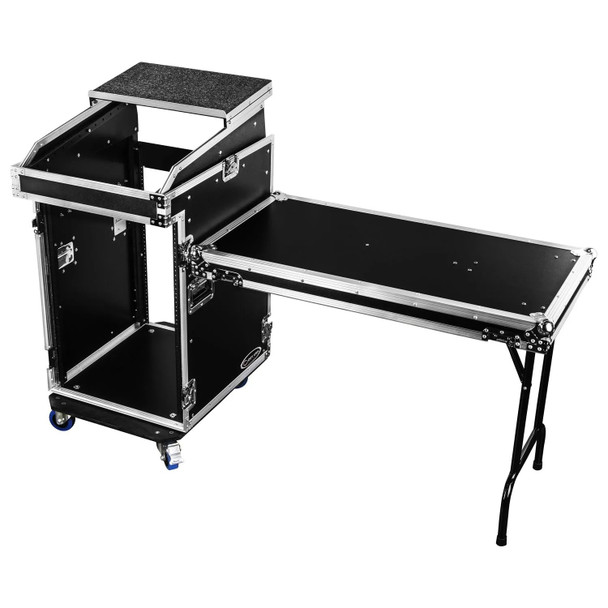 ODYSSEY FZGS1416WDLX - NEW GLIDE STYLE 14 SPACE x 16 SPACE COMBO RACK WITH WHEELS AND 1 SIDE TABLE