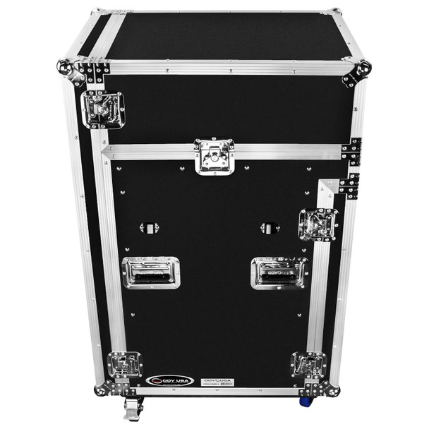 ODYSSEY FZGS1416WDLX - NEW GLIDE STYLE 14 SPACE x 16 SPACE COMBO RACK WITH WHEELS AND 1 SIDE TABLE