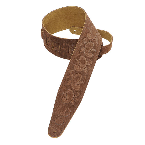 Levy's Leathers PMS44T03-BRN -  3" Wide Brown Suede Guitar Strap.