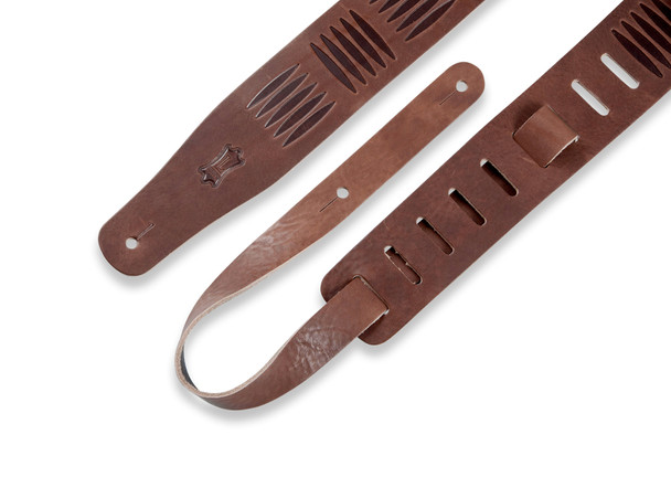 Levy's Leathers MV26TE-BRN - 2 1/2" Wide Brown Veg-tan Leather Guitar Strap