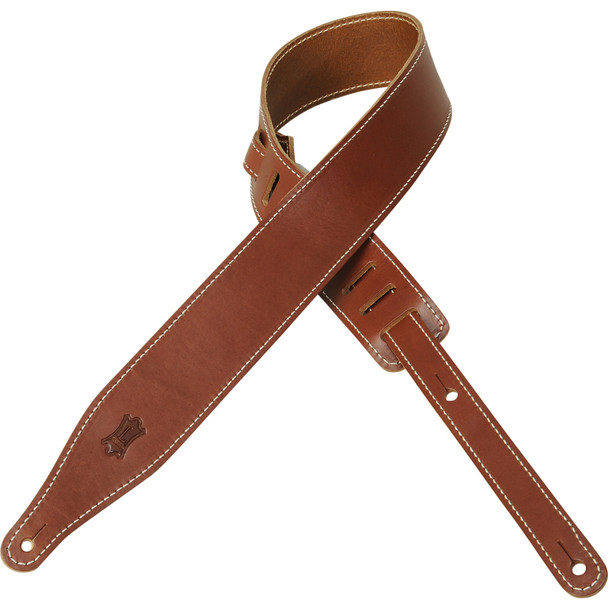 Levy's Leathers MV17-WAL -  2 1/2" Wide Walnut Veg-tan Leather Guitar Strap.