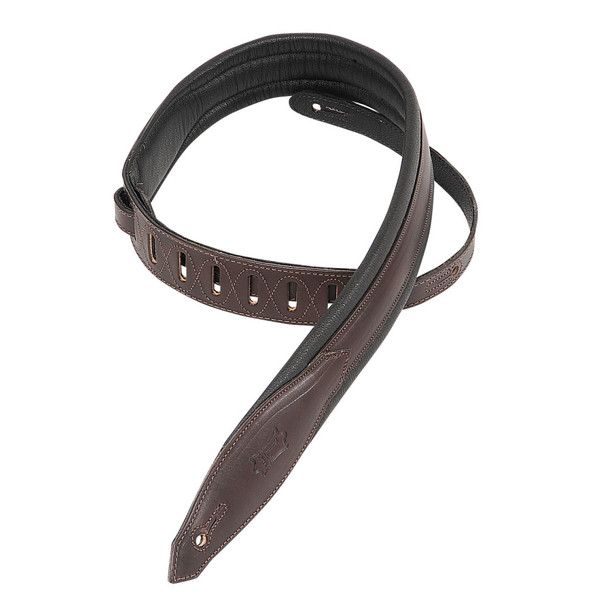 Levy's Leathers MSS80-DBR -  2" Wide Dark Brown Veg-tan Leather Guitar Strap.