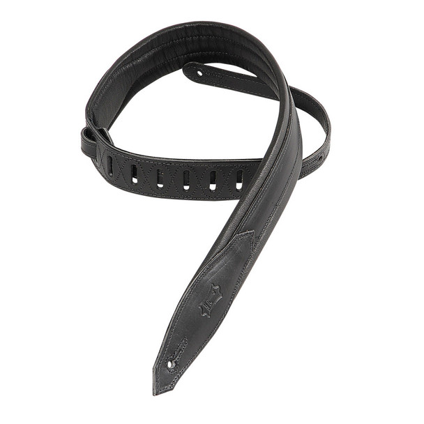 Levy's Leathers MSS80-BLK -  2" Wide Black Veg-tan Leather Guitar Strap.