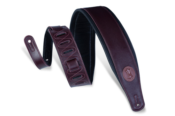 Levy's Leathers MSS2-BRG -  3" Wide Burgundy Garment Leather Guitar Strap.