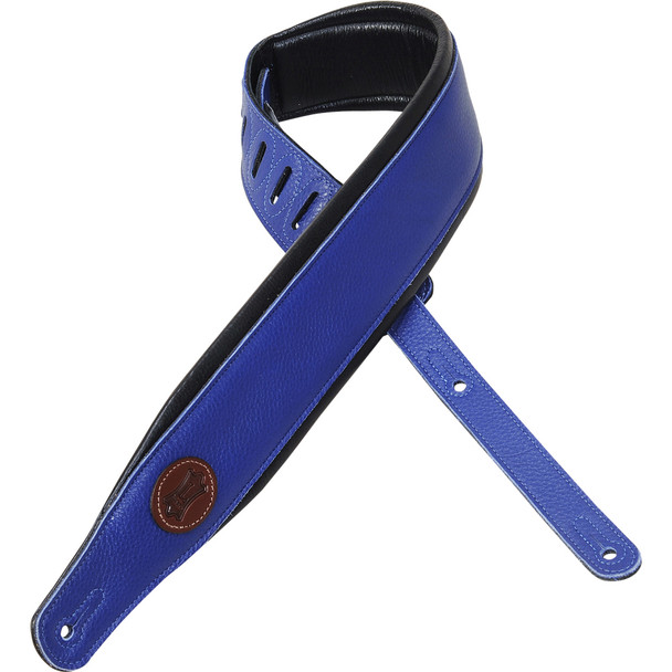 Levy's Leathers MSS2-BLU -  3" Wide Blue Garment Leather Guitar Strap.