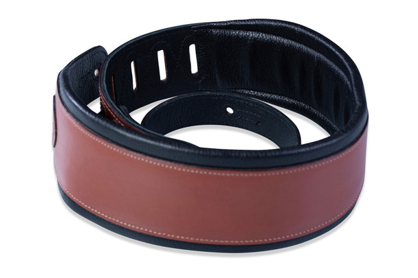 Levy's Leathers MSS1-WAL -  3" Wide Walnut Veg-tan Leather Guitar Strap.