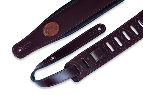 Levy's Leathers MSS1-DBR -  3" Wide Dark Brown Veg-tan Leather Guitar Strap.