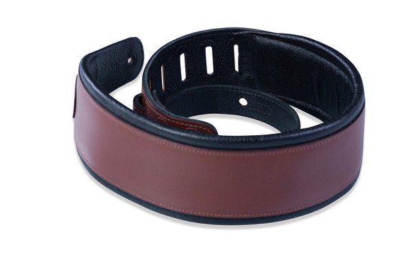 Levy's Leathers MSS1-BRN -  3" Wide Brown Veg-tan Leather Guitar Strap.