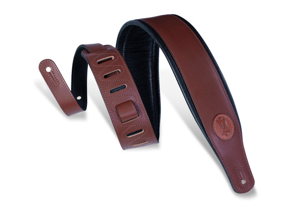 Levy's Leathers MSS1-BRN -  3" Wide Brown Veg-tan Leather Guitar Strap.