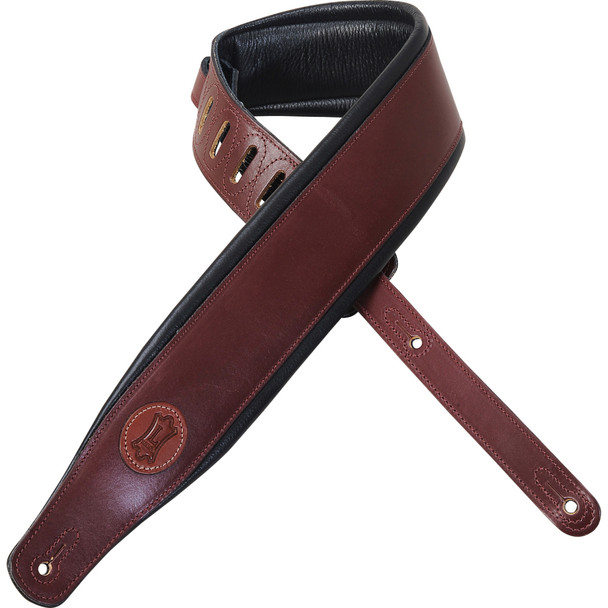 Levy's Leathers MSS1-BRG -  3" Wide Burgundy Veg-tan Leather Guitar Strap.