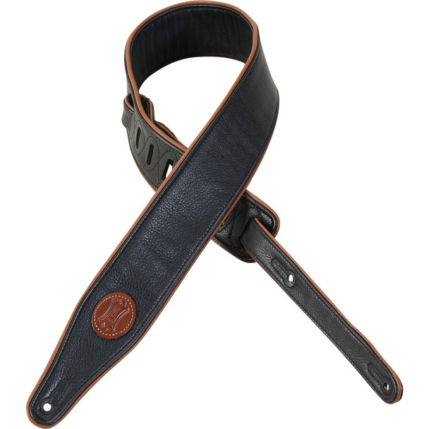 Levy's Leathers MSS17-BLK -  2 1/2" Wide Black Garment Leather Guitar Strap.