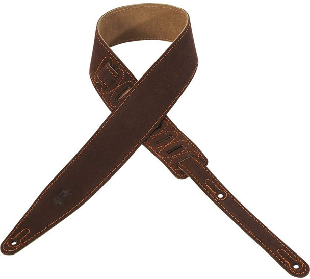 Levy's Leathers MS317BRD-BRN -  2 1/2" Wide Brown Suede Guitar Strap.