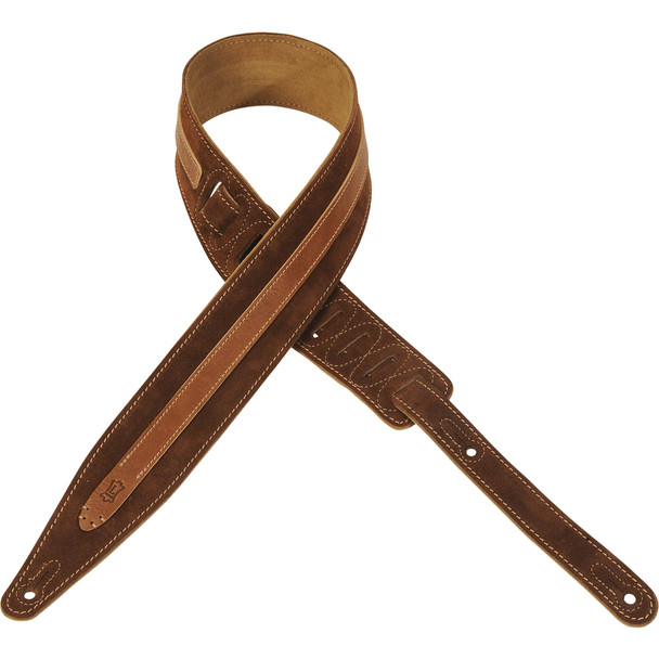 Levy's Leathers MS317BLA-BRN -  2 1/2" Wide Brown Suede Guitar Strap.