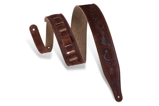 Levy's Leathers MS17T03-BRN -  2 1/2" Wide Brown Suede Guitar Strap.