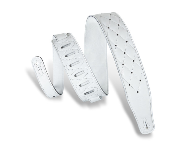 Levy's Leathers MG26DS-WHT_ABK - 2 1/2" Wide White Garment Leather Guitar Straps