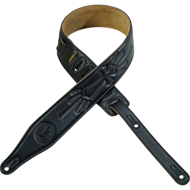 Levy's Leathers MG17CX-BLK -  2 1/2" Wide Black Garment Leather Guitar Strap.