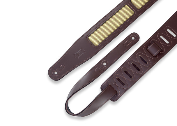 Levy's Leathers MCT26A-DBR - 2.5" Wide Dark Brown Chrome-tan Leather Gtr Strap