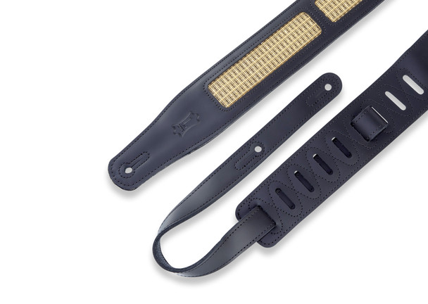 Levy's Leathers MCG26A-BLK_GLD - 2 1/2" Wide Black Chrome-tan Leather Guitar Strap