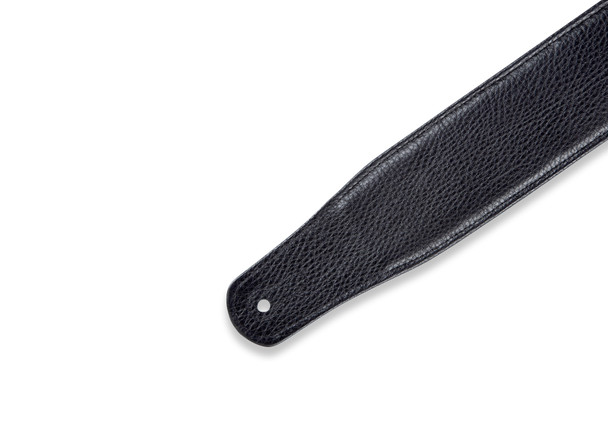 Levy's Leathers MCG26A-BLK_CHA - 2 1/2" Wide Black Chrome-tan Leather Guitar Strap