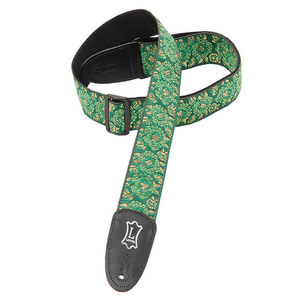 Levy's Leathers M8AS-GRN -  2" Wide Green Jacquard Guitar Strap.