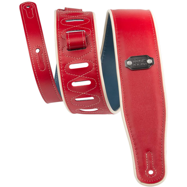 Levy's Leathers M26VCP-RED_NAV - 2 3/4" Wide Red / Navy Vinyl Guitar Strap