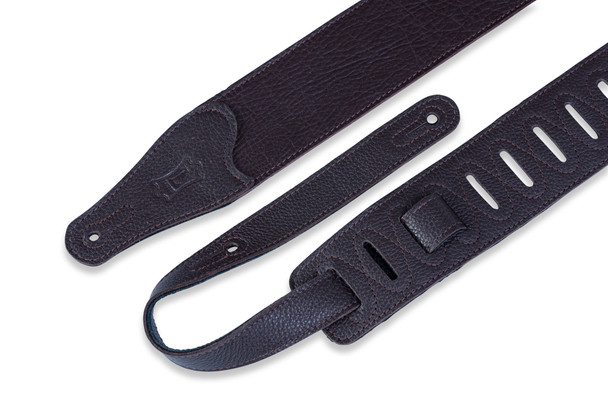 Levy's Leathers M26BL-DBR - 2 1/2" Wide Dark-brn Garment Leather Guitar Strap