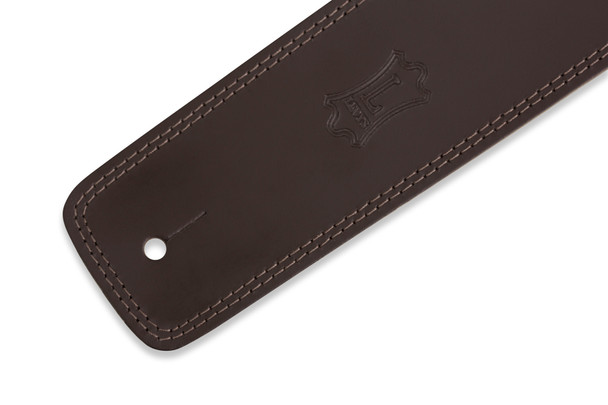 Levy's Leathers DM1PD-DBR -  3" Wide Dark Brown Genuine Leather Guitar Strap.