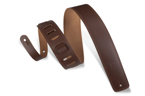 Levy's Leathers DM1PD-BRN -  3" Wide Brown Genuine Leather Guitar Strap.