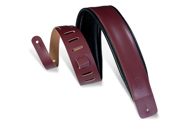 Levy's Leathers DM1PD-BRG -  3" Wide Burgundy Genuine Leather Guitar Strap.