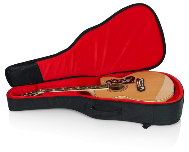Gator Cases GT-JUMBO-BLK - Transit Series Jumbo Acoustic Guitar Gig Bag with Charcoal Exterior