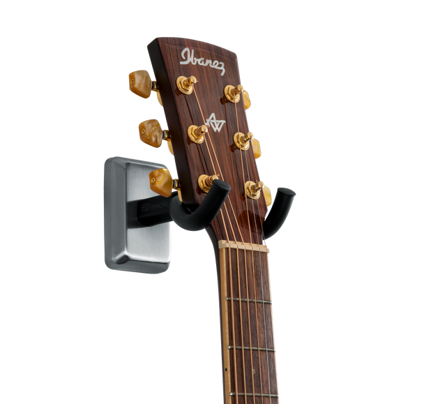 Gator Frameworks GFW-GTR-HNGRSCH - Frameworks Wall Mounted Guitar Hanger with Satin Chrome Mounting Plate