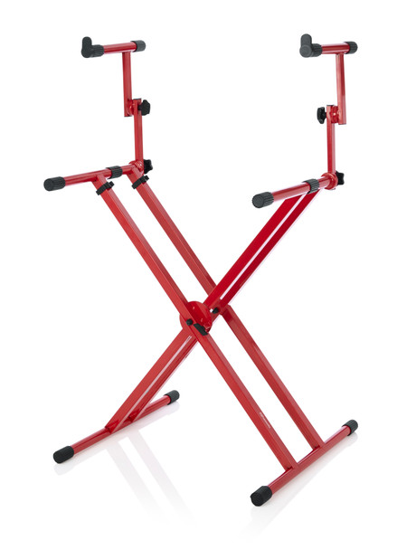 Gator Frameworks GFW-KEY-5100XRED - Frameworks Heavy-Duty 2 Tier "X" Style Keyboard Stand with Rubberized Leveling Feet; Red Color
