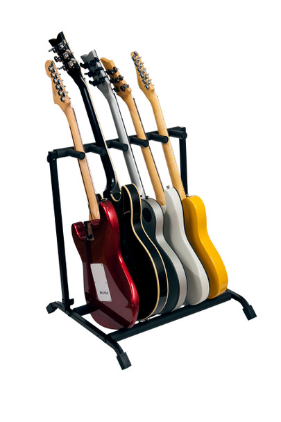 Gator Frameworks RI-GTR-RACK5 - Rok-It Collapsible, Folding Guitar Rack Designed to Hold 5x Electric or Acoustic Guitars. Foam Padded Support to Protect Guitar.