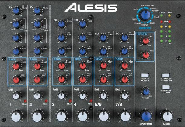 Alesis MM8USBFXPTOOLSXUS Multi Mix 8 Channel Mixer with Effects & USB Audio Interface and Protools First Software mm-8-usb-fx-p-tools-x-us