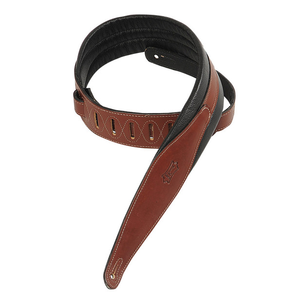 Levy's Leathers MSS100-WAL - 2 1/2" Wide Walnut Veg-tan Leather Guitar Strap